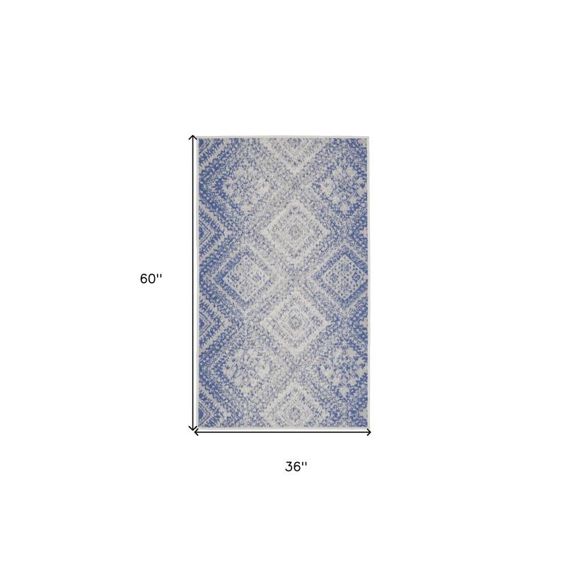 Fiwef Power Loomed Distressed Geometric Modern Stain Resistant Area Rug By HomeRoots - 60' X '36' X '0.39