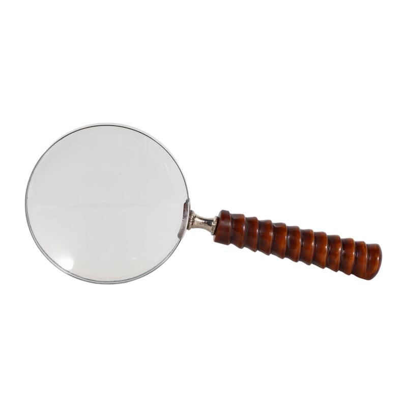 Resin Metal Magnifying Glass Decorative Textured Handle for Shelf Desk - 4" x 9" x 1"