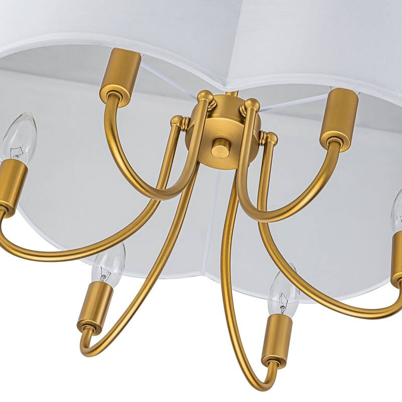 6-Light Dimmable Chandelier with Drum Fabric Shade