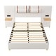 preview thumbnail 5 of 9, Full Size Platform Bed with 2 Outlets and USB Charging, Upholstered Bed with 2 Bedside Pillows, and Storage Shelves, Beige