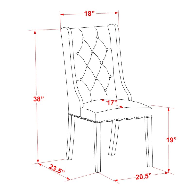 Parson Dining Chairs Set of 2 - Linen Fabric Upholstered Chairs with Nailhead Trim
