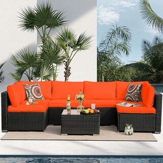 7 Piece Patio Furniture Sets,Outdoor Sectional PE Rattan Patio ...