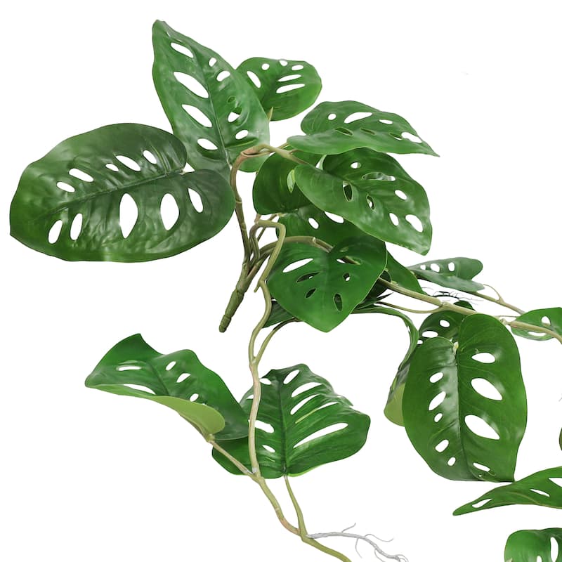 Artificial Swiss Cheese Philodendron Monstera Leaf Vine Hanging Plant Greenery Foliage Bush 36in - 36" L x 12" W x 6" DP