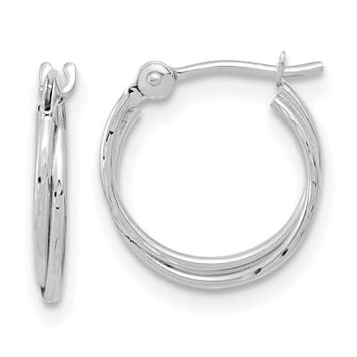 Curata 14k Yellow or White Gold Simple Faceted Polished Double Hoop Earrings 12.9x1.7mm