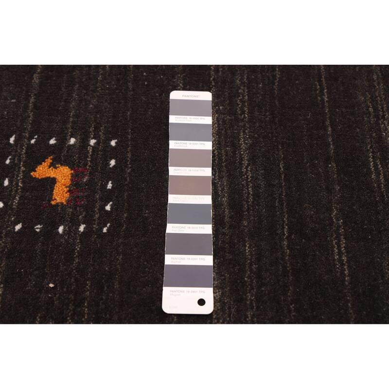 ECARPETGALLERY Hand Loomed Kashkuli Gabbeh Dark Grey Wool Rug - 5'2 x 7'10