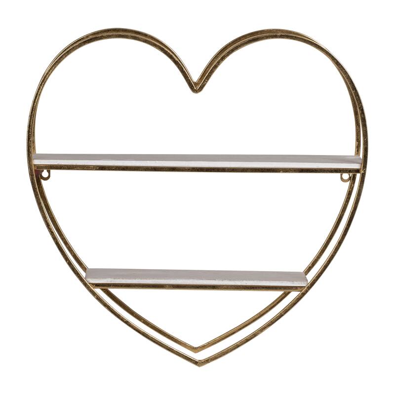Sagebrook Home Two-tier Heart Shaped Metal Wall Shelf