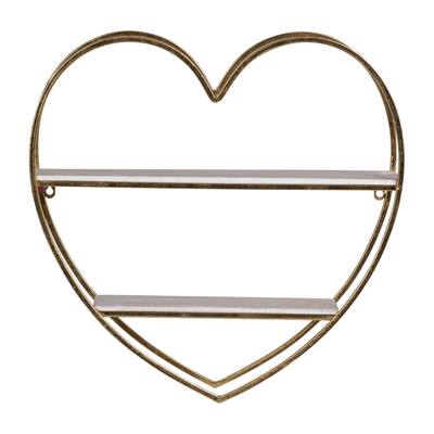 Sagebrook Home Two-tier Heart Shaped Metal Wall Shelf
