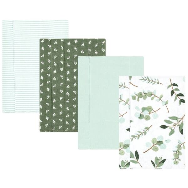 slide 1 of 1, Hudson Baby Infant Girl Cotton Flannel Burp Cloths, Eucalyptus 4-Pack, One Size - Eucalyptus 4-Pack - One Size One Size - Eucalyptus 4-Pack