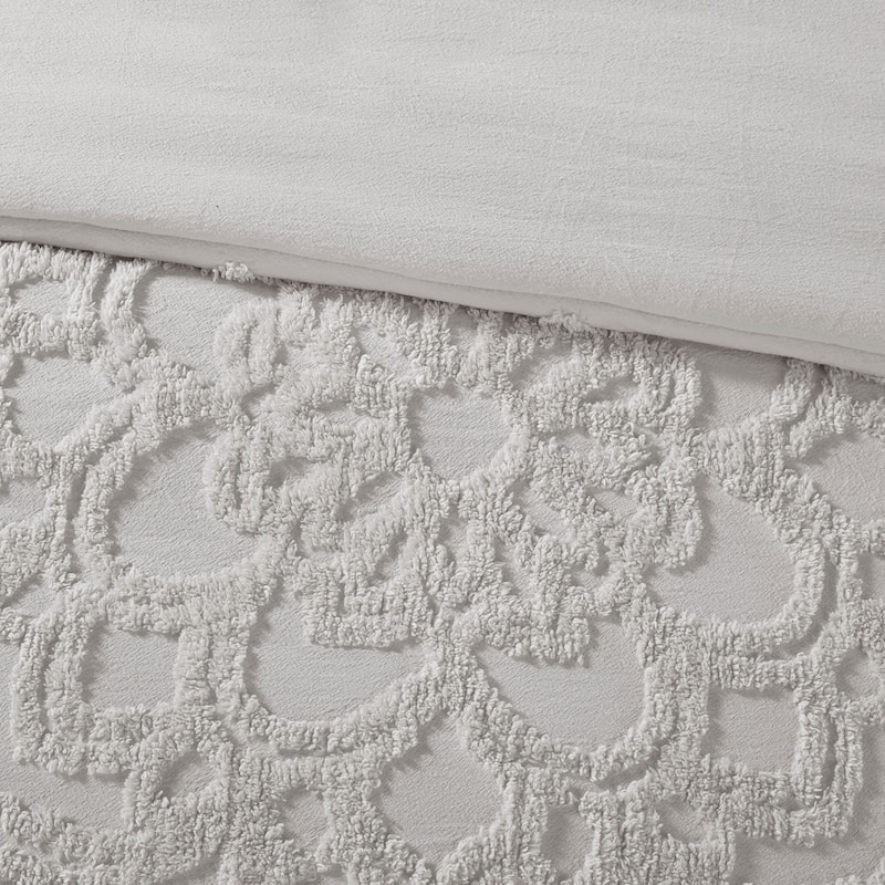 Madison Park Virginia Tufted Cotton Chenille Medallion Duvet Cover Set