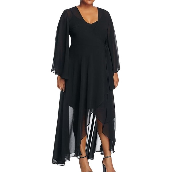 angel sleeve wrap dress