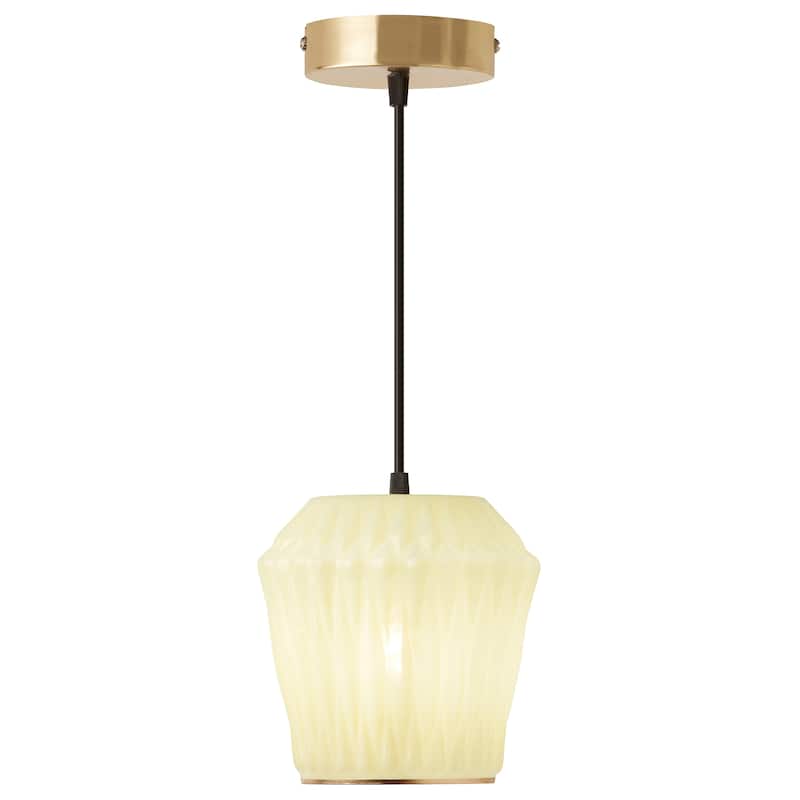 River of Goods Gold Metal and Yellow Glass Dome Shade 67.75-Inch Pendant Light - 6.75" x 6.75" x 8.75/67.75" - 6.75" x 6.75" x 8.75/67.75" - Light Yellow/Gold
