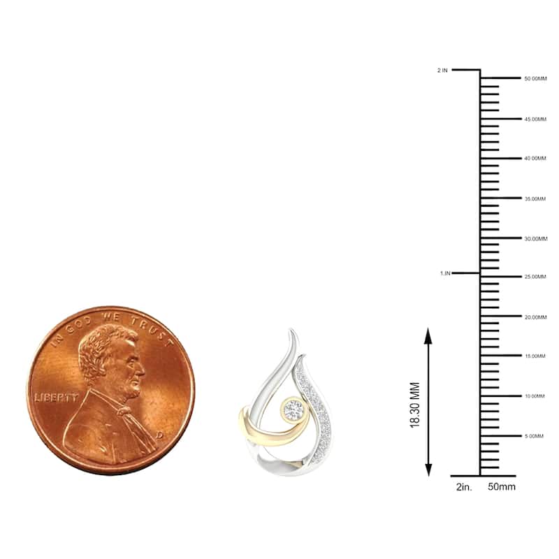 1/10ct TDW Diamond Two Tone Mom and Child Pendant Necklace in Silver for Women