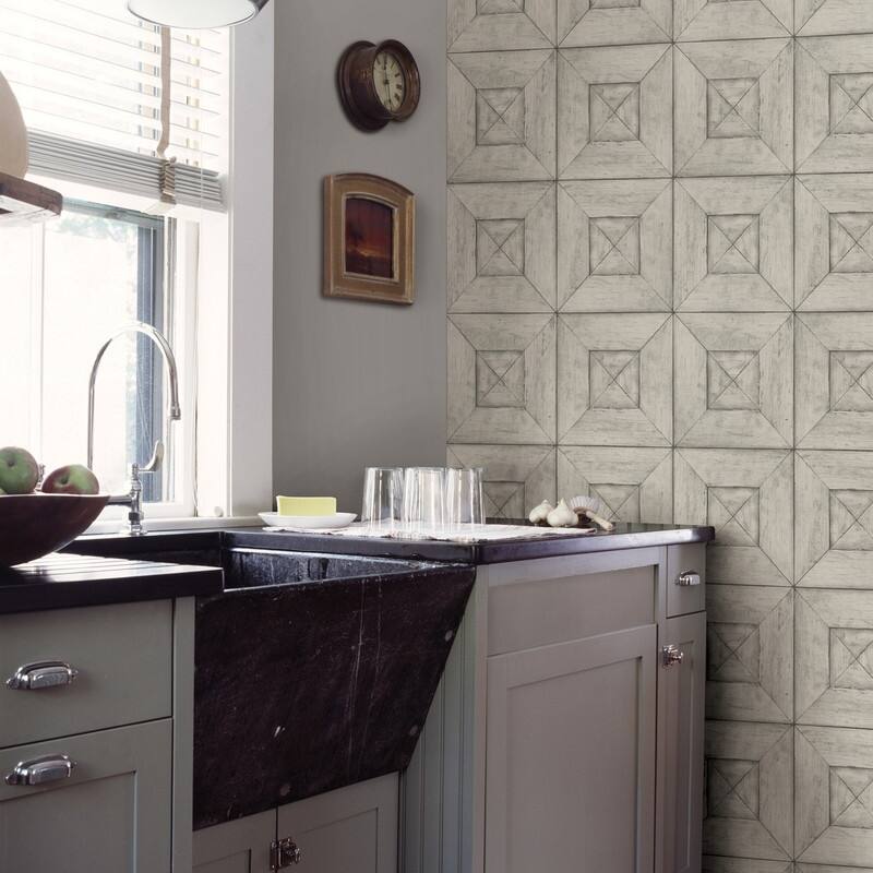 Chesapeake Avery Light Grey Wood Wallpaper - 20.5in x 396in x 0.025in