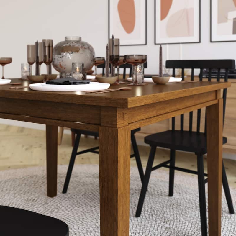 Classic Wood Dining Table with Offset Tapered Legs