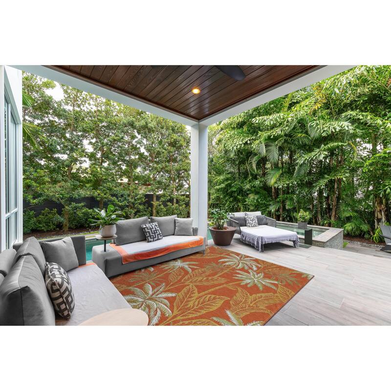 Domani Novarro Palm For A Day Reversible Indoor / Outdoor Area Rug