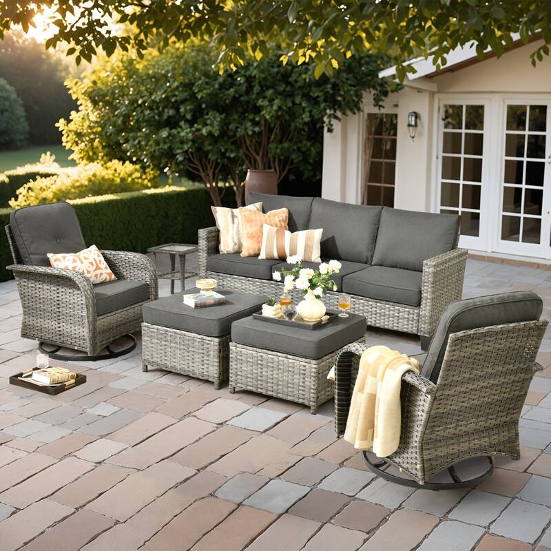 OVIOS 6-Piece Outdoor Wicker Lounge Set