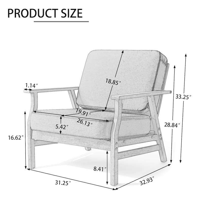 Jamie 2 Set 31" W Outdoor Acacia Wood Club Chairs with Cushions