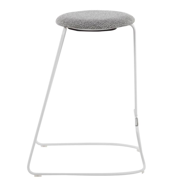 Finn Counter Stool in White Steel and Charcoall Fabric - Set of 2 - 19.5"Lx18"Wx25.75"H