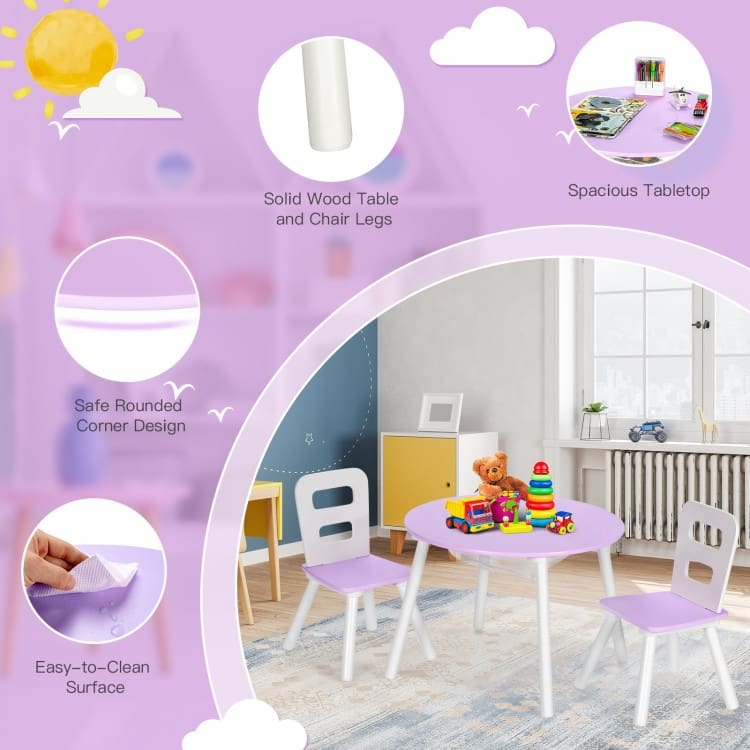 Wood Activity Kids Table and Chair Set with Center Mesh Storage for Snack Time and Homework - 23.5" x 23.5" x 17.5" (L x W x H)