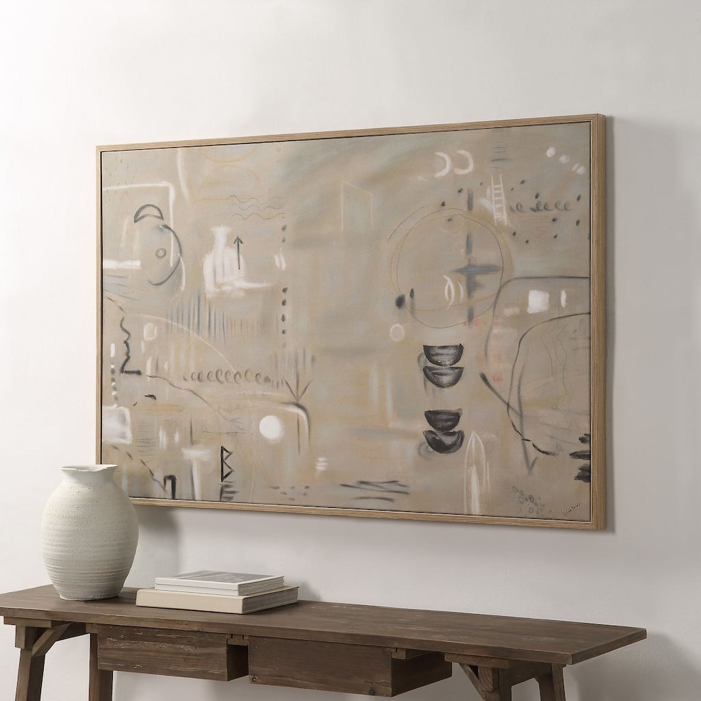 Renwil Kore Canvas Wall Art with Light Walnut Frame