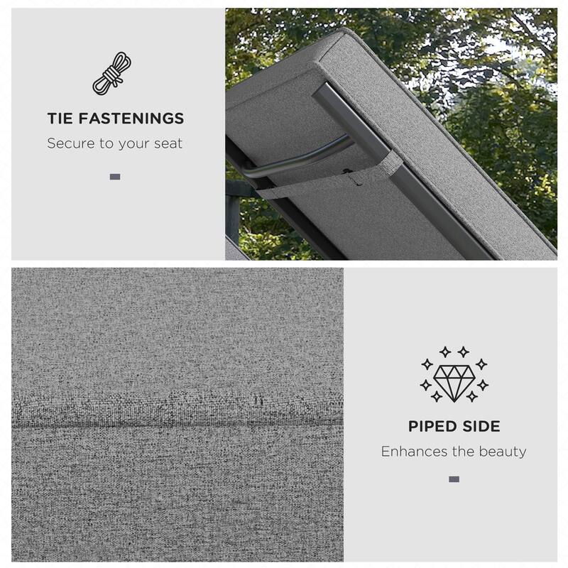 Outsunny 2 Patio Chaise Lounge Chair Cushions with Backrests, Replacement Patio Cushions with Ties for Outdoor Poolside Lounge