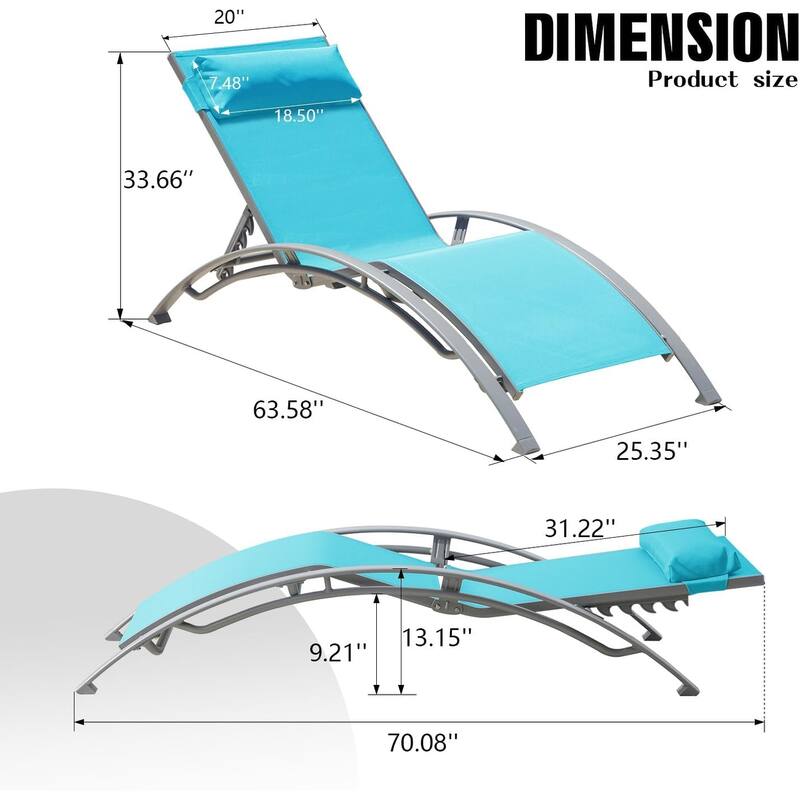 Outdoor Chaise Lounge Set of 2 Patio Recliner Chairs with Adjustable Backrest