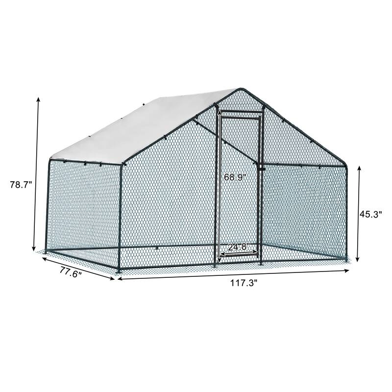 6.5 x 10 ft Metal Chicken Coop, Waterproof Poultry Cage for Backyard