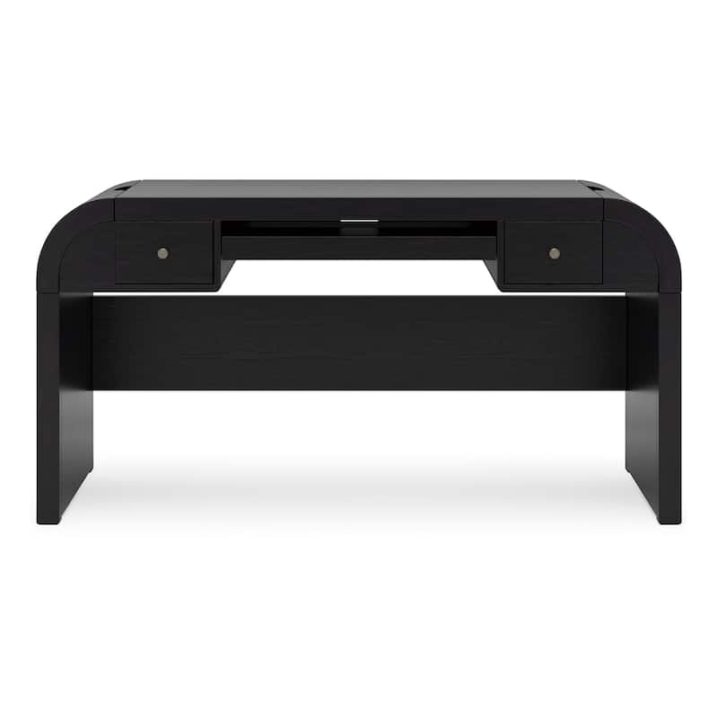 Robeck Home Office Desk, Curved Design, USB and Drawers, 60 Inch Black