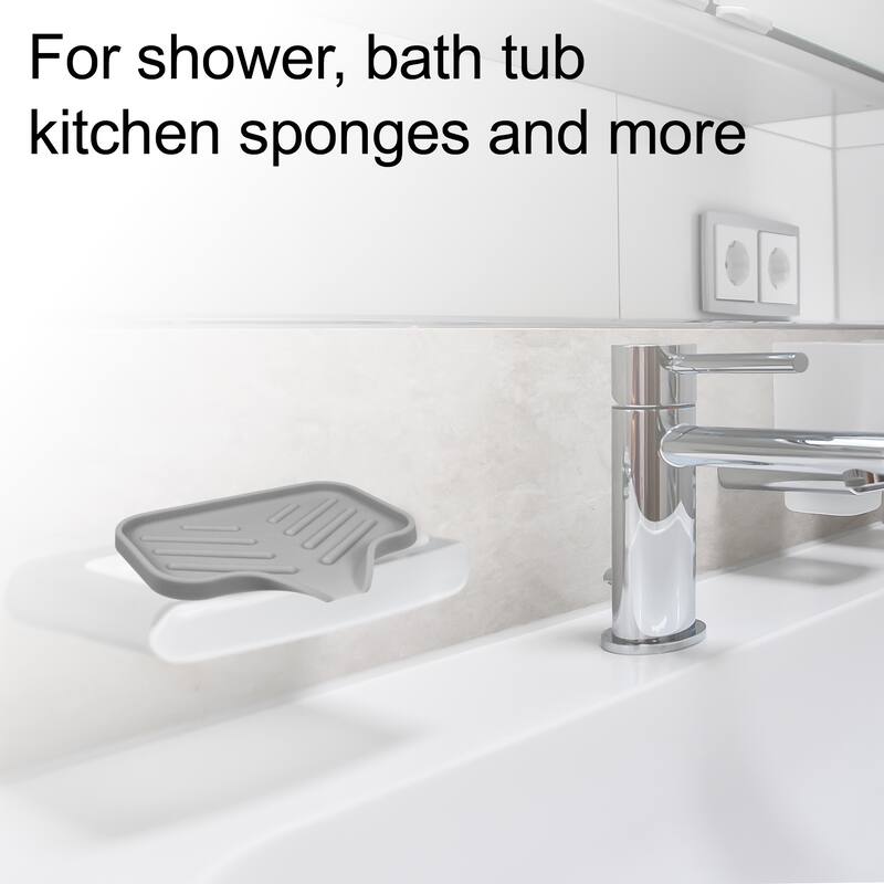 Soap Dish Keep Soap Dry for Home Bathroom Kitchen Silicone - Dark Gray - 13.5x10.5cm
