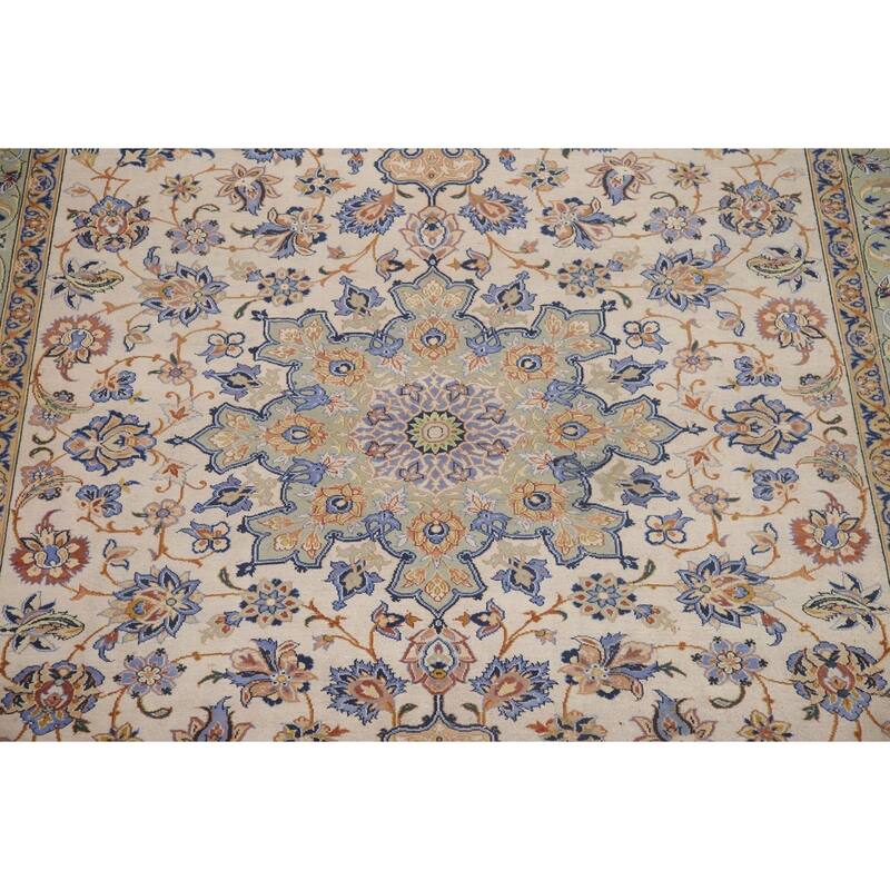 Hand Knotted Oriental 100% Wool Carpet Traditional Floral Beige & Ivories Najafabad Area Rug - 10' 9'' X 8' 2''