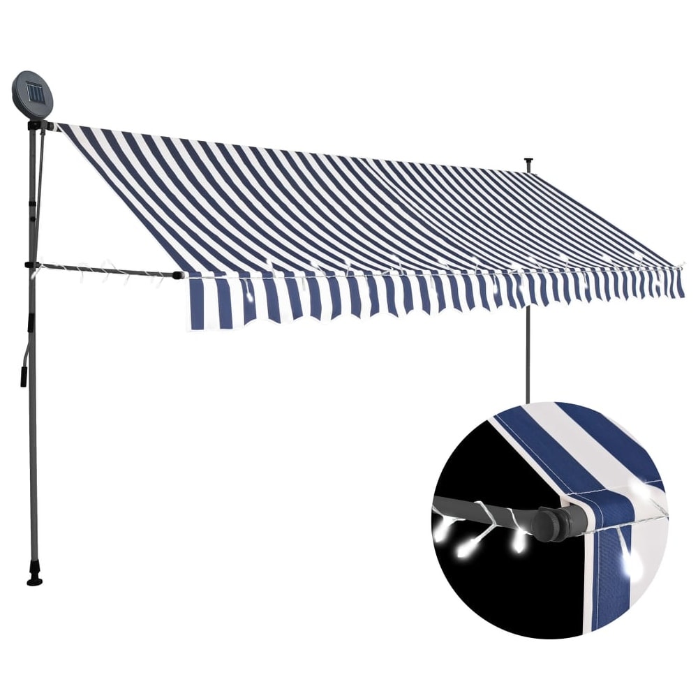 Vidaxl Vidaxl Manual Retractable Awning With Led 137 8 Blue And