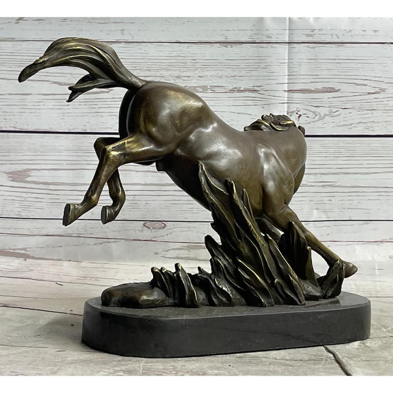 Signed Original Artwork By Imitative Fisher Wild Imitative Horse Bronze Sculpture Figurine Statue Decor