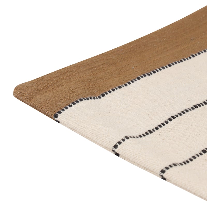 Sevita Ivory/Brown Striped Cotton Throw Pillow