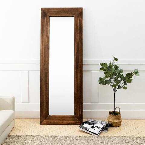 Wood Framed Leaning Full Length Mirror in Nutural Color. - 63" x 24" x 2"
