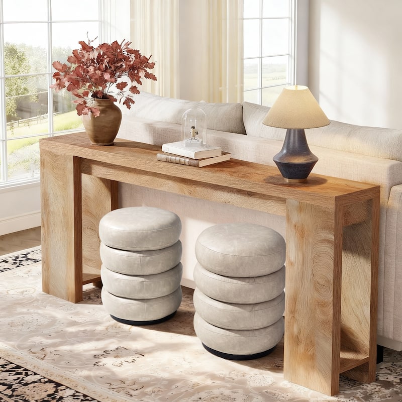 Glitzhome 19.5"H Leather Upholstered Storage Ottoman or Accent Stool