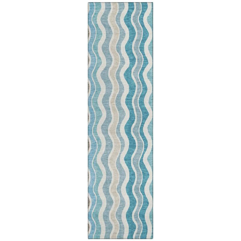 Machine Washable Indoor/ Outdoor Funky Stripe Chantille Rug