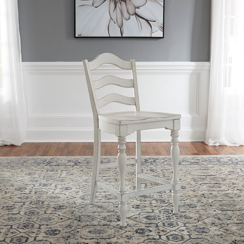 Magnolia Manor Antique White Weathered Bark 5 Piece Gathering Table Set