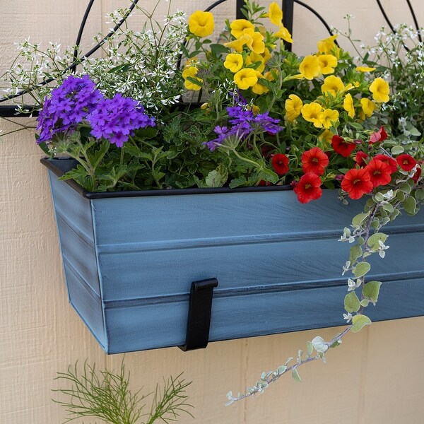 Achla Designs Medium Galvanized Steel Flower Box Planter With Wall
