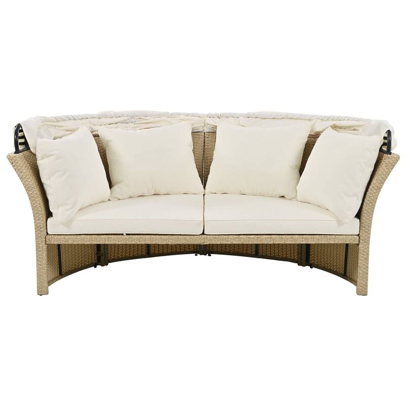 Outdoor Patio Daybed Wicker Rattan Double Daybed