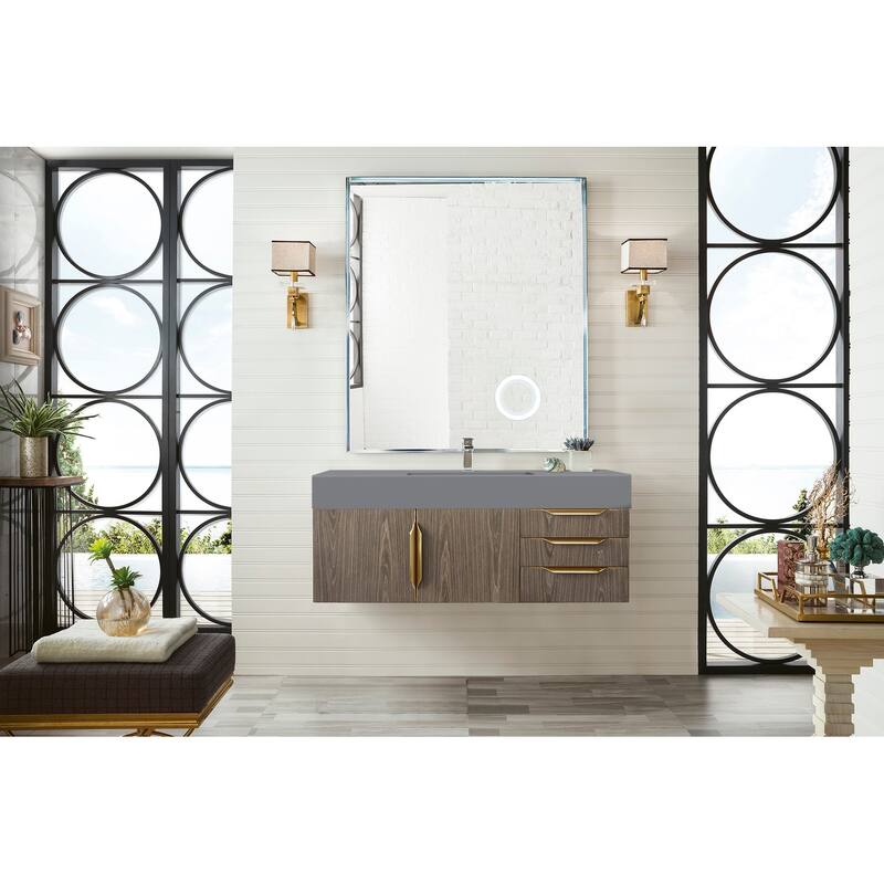 James Martin Vanities Mercer Island 48" Single Vanity, Ash Gray with Radiant Gold Hardware
