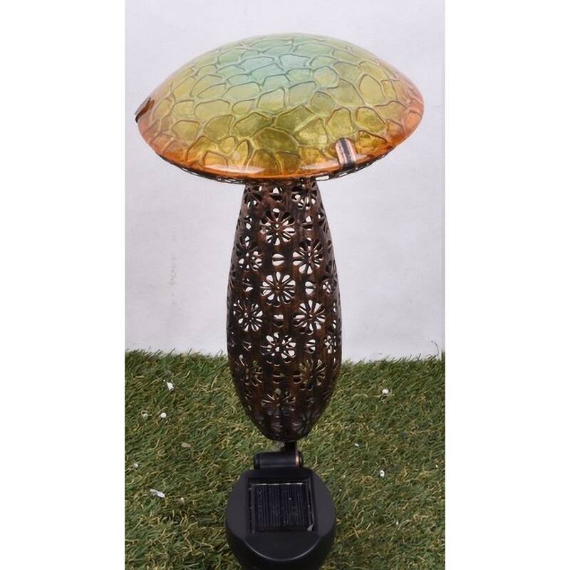 16.25" Solar Powered Mushroom Decorative Stake, LED Lights