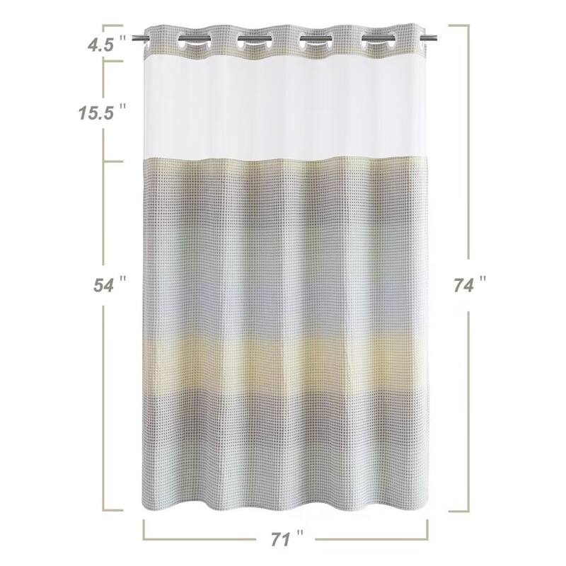 No Hook Waffle Weave Shower Curtain with Snap-in Liner