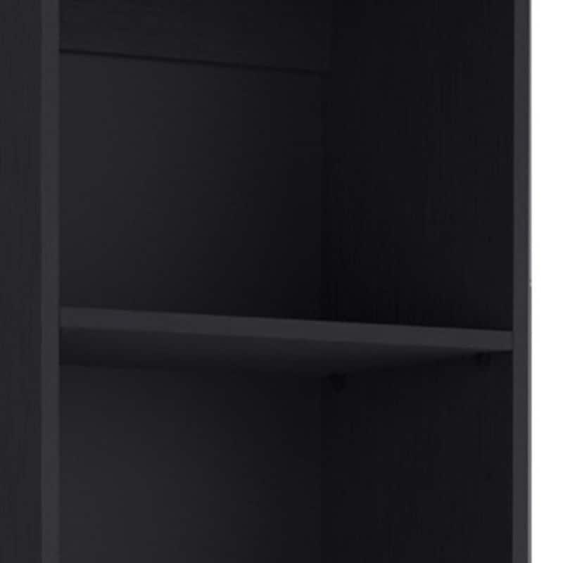 71inch Black Five Tier Bookcase with Two doors