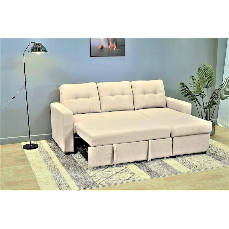 Convertible L-Shaped Sectional Sleeper Sofa Bed Stylish Apartment Furniture