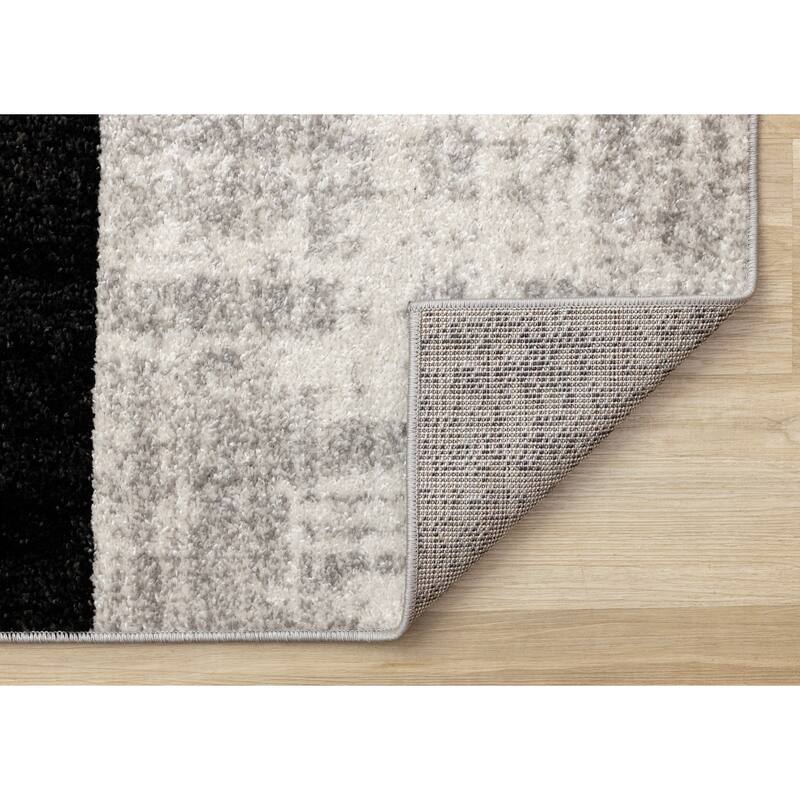 Ellis Collection - Geometric Modern Grey Black Area Rug