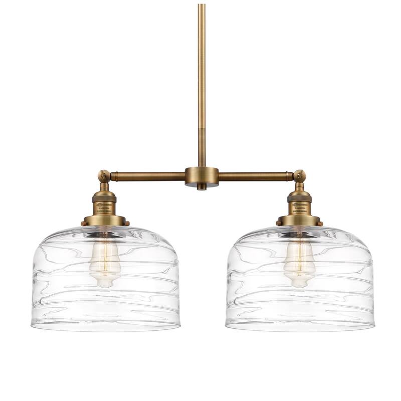 Innovations Lighting 209-10-21-L Bell Linear Bell 2 Light 21" Wide - Brushed Brass / Clear Deco Swirl