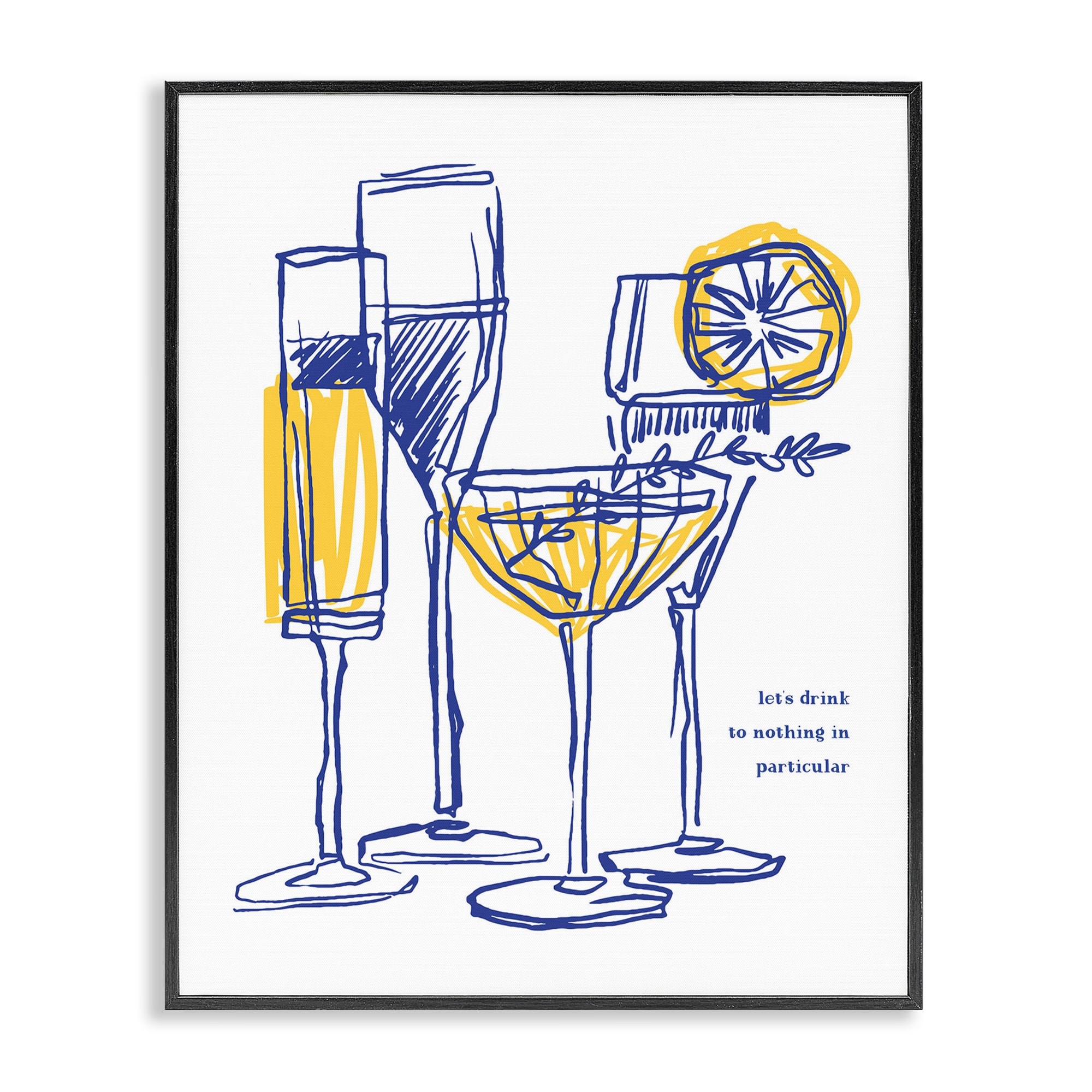 Stupell Let's Drink Abstract Cocktail Glasses Framed Giclee Art Design By Lettered and Lined
