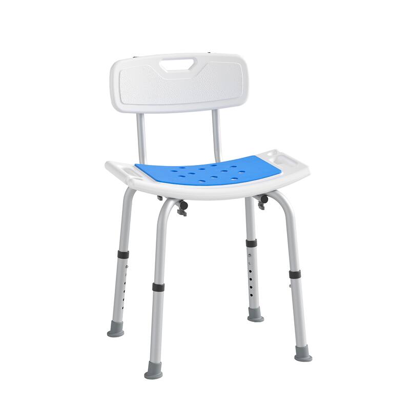 Shower Chair for Shower and Bathtub with Removable Back, 6 Levels Height Adjustable, 400 LBS Weight Capacity - White