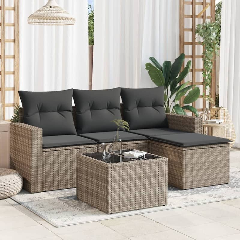 vidaXL Garden Sofa Set Gray PE rattan Modular Garden Sofa Set - 24.4 x 25.8 x 27.2