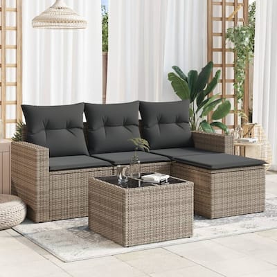 vidaXL Garden Sofa Set Gray PE rattan Modular Garden Sofa Set - 24.4 x 25.8 x 27.2